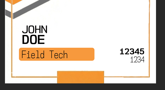 ID Badge showing location of verification codes